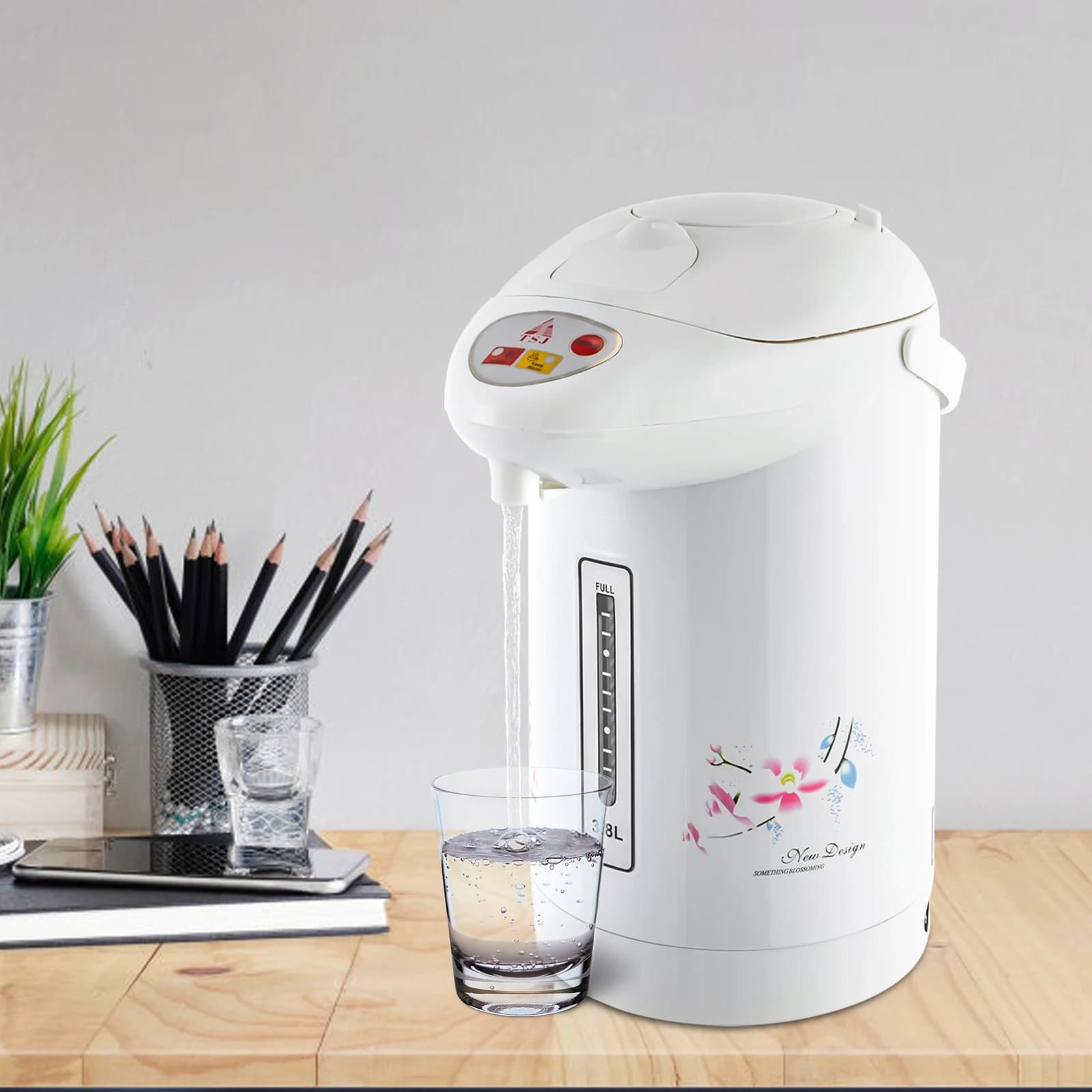 Bollitore elettrico da 125 once, acciaio inossidabile, funzione di ebollizione intelligente e mantiene calde, compatto, portatile per uso domestico