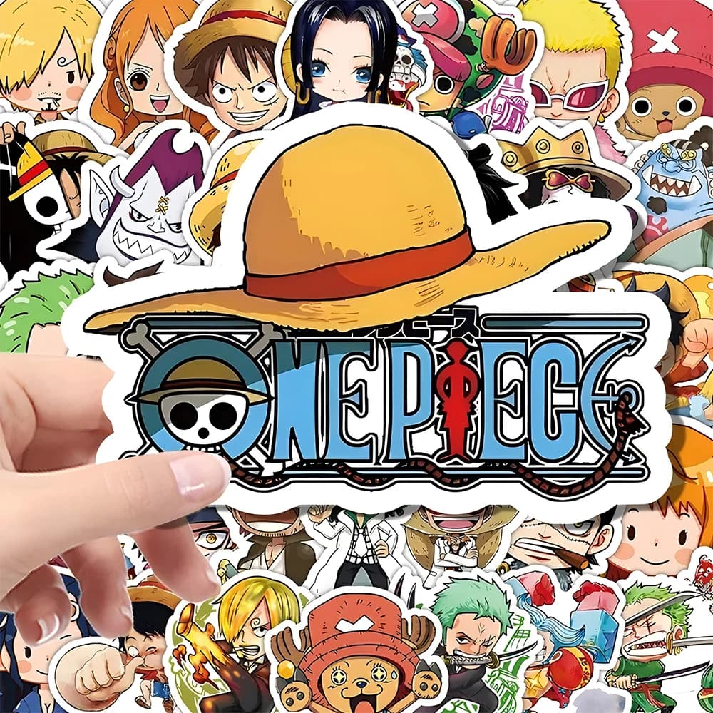 Set di 51-102 Adesivi One Piece, Simpatici Sticker Cartoon per Skateboard, Cover Telefono, Laptop, Moto, Impermeabili, Cool Decalcomanie Anime