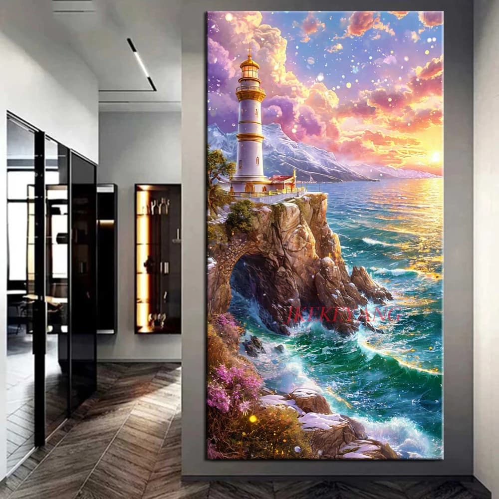 Beautiful Seaside Lighthouse Picture Diamond Painting New Diy Cross Stitch Full Diamond Mosaic Embroidery Home Decor