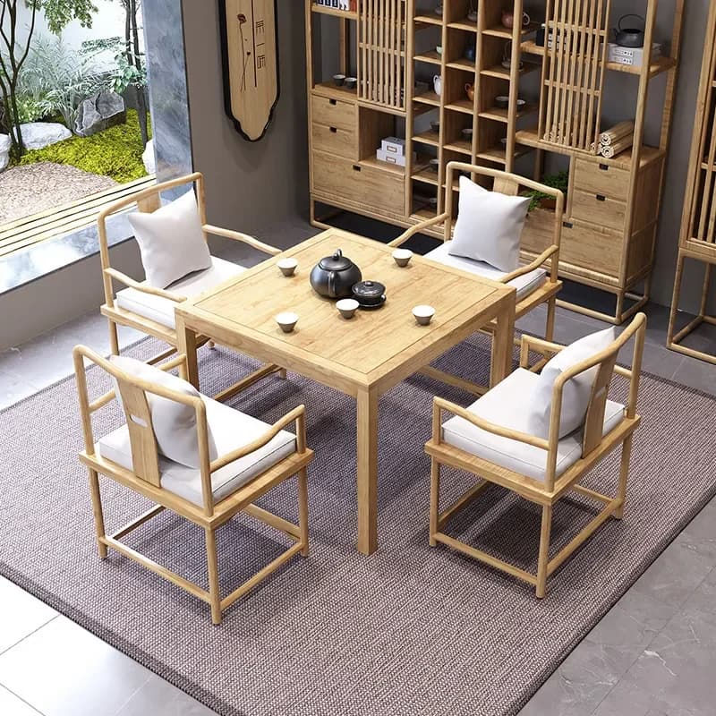 for New Chinese Solid Wood Tea Table and Chair Set Eight Immortals Table Chess Card Playing Square Log Color Coffee Table