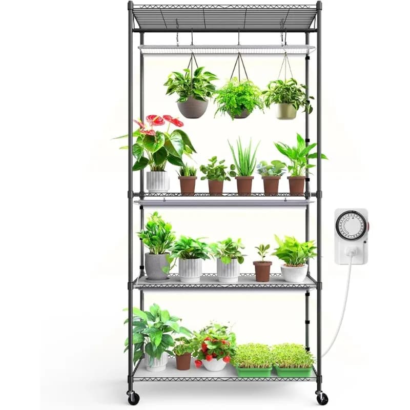 Shipping to United States CX3 Plant support with cultivation light 4 levels 3FT 5000K 108W Complete spectrum for indoors DIY plant shelf Exhibitor for flower pots