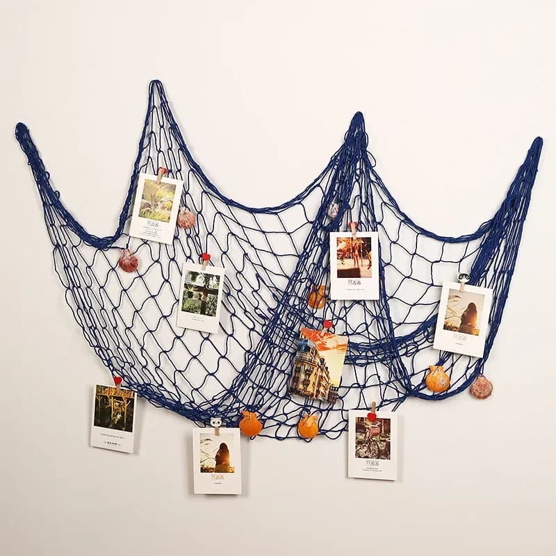 2026-Beach Theme Wall Mounted Fishing Net Decoration Simplicity Seashell Decor Mediterranean Decorative Fishing Net Thick