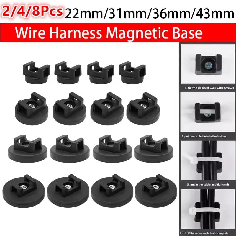 Supporto Magnetico a Base Fissa 22/31/36/43mm con Fascette Fermacavi a Forma di Sella per Tubi e Cavi