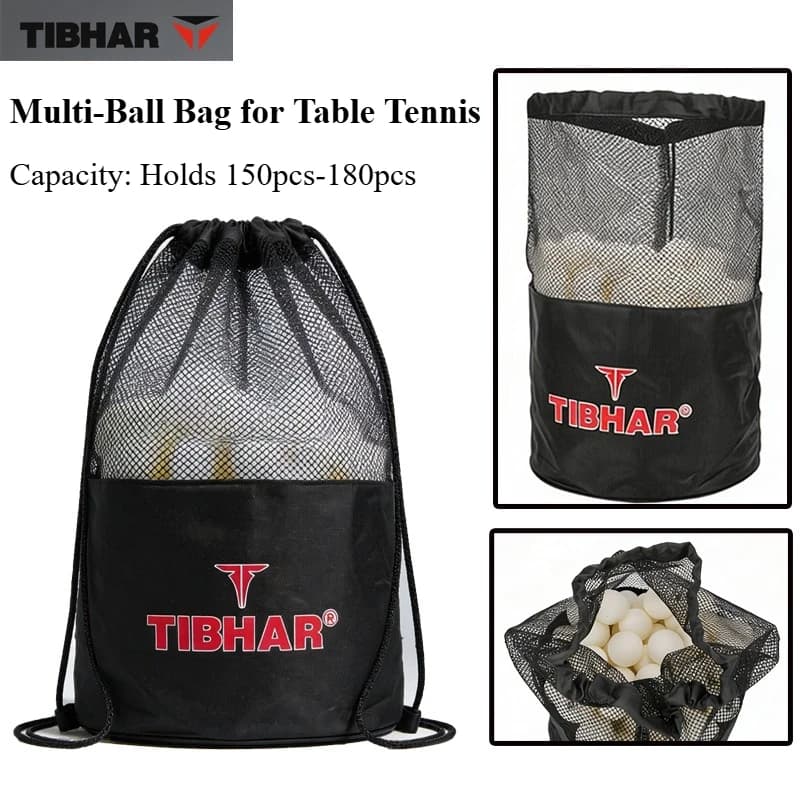 TIBHAR Large Capacity Table Tennis Ball Collection Bag Shoulder & Hand Carry Multi-Ball Bag Portable & Durable for Training