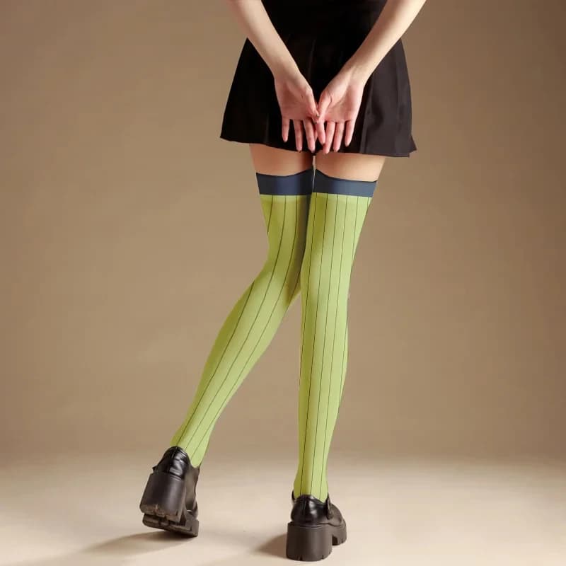 Cy1Pair Calze Cosplay Anime Kanroji Mitsuri Sopra il Ginocchio, Accessori Unisex Traspiranti per Cartoni Animati, Calze di Halloween