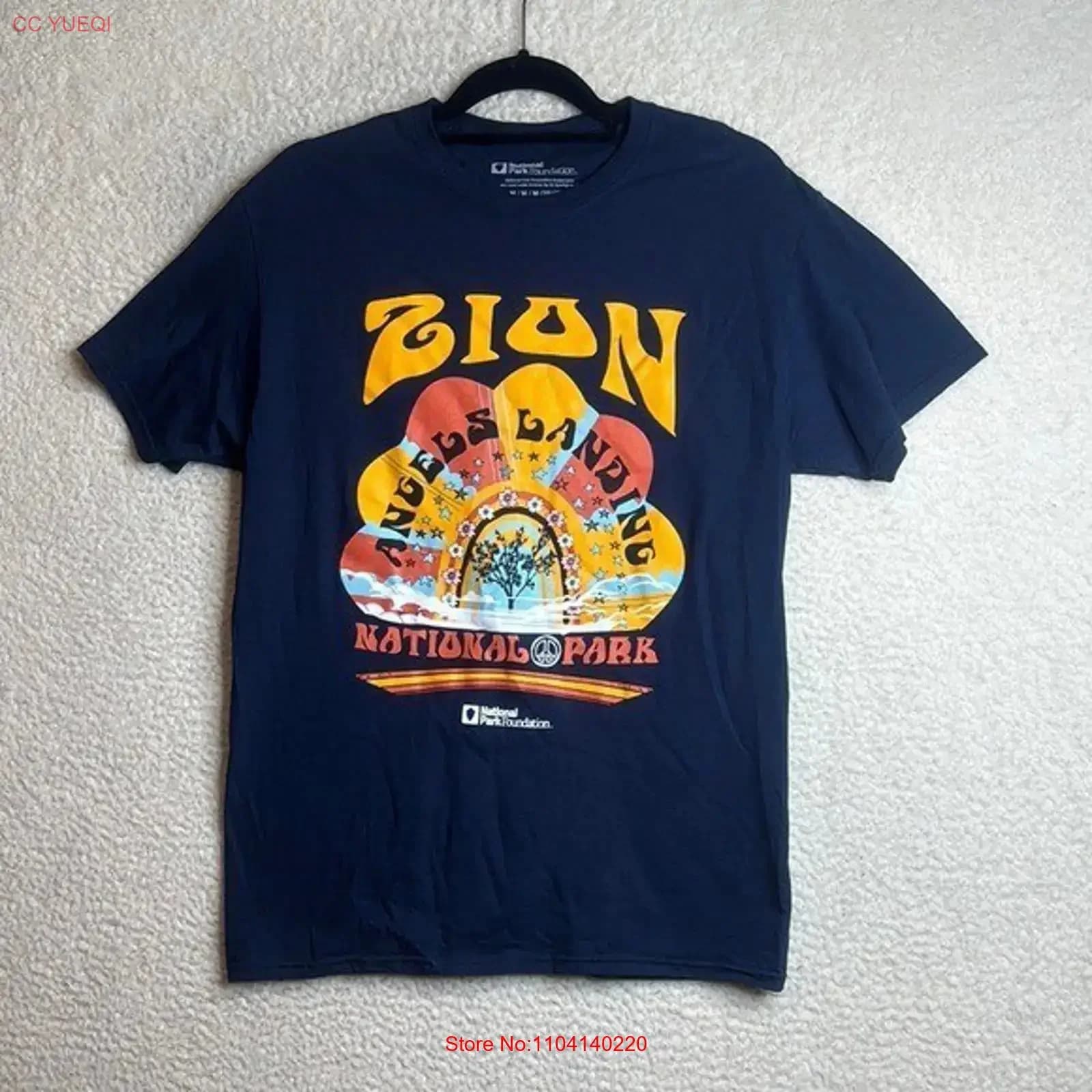 NWOT National Park Foundation Men's T-shirt Navy Zions Angels Landing M MEDIUM vintage washed soft casual versatile man