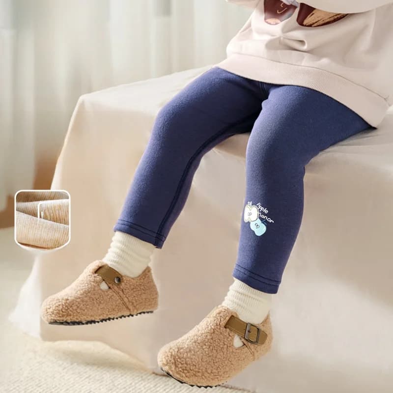 OUYUN Thermal leggings lined with fleece for girls, warm winter trousers in cotton blend, elasticized, for children and infants, 80-130 cm