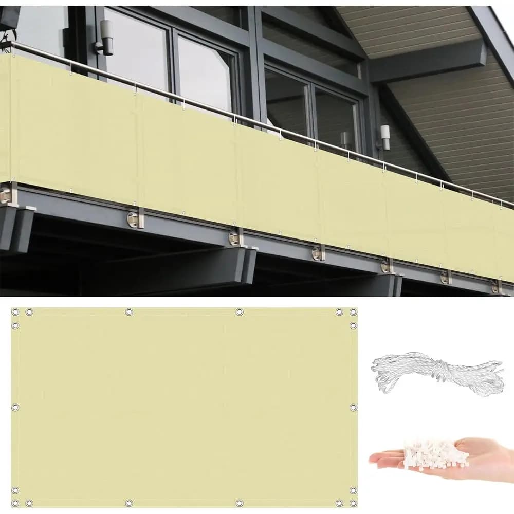 UV-Resistant Privacy Screen Protector, 3.8' x 24.6', Cream, Easy Install for Outdoor Spaces