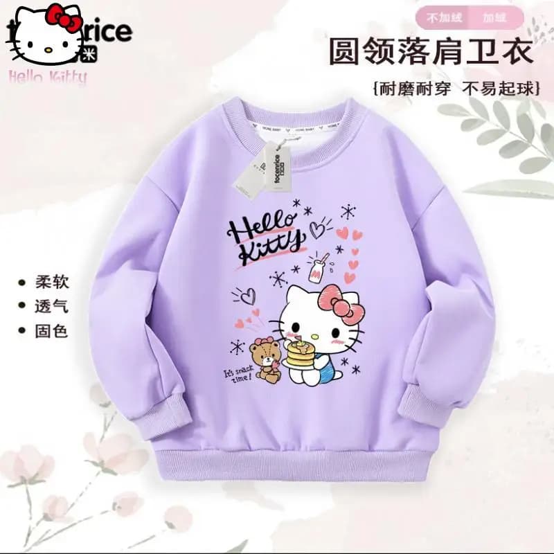 Felpa con Cappuccio Hello Kitty per Bambine, Nuova Maglietta a Maniche Lunghe Autunno-Inverno, Top Casual alla Moda, Comodo e Dolce