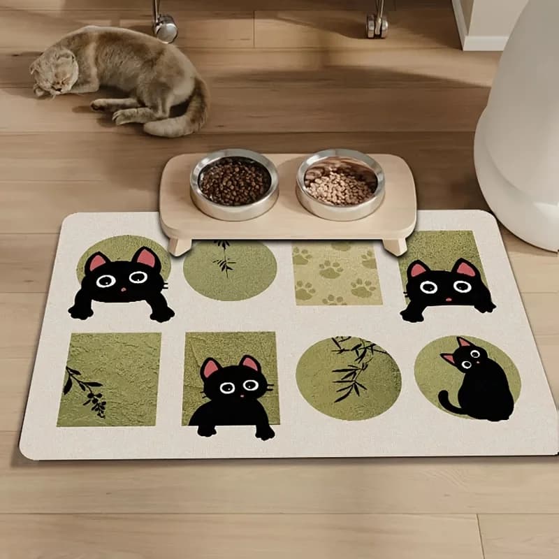 Tovaglietta Assorbente in Diatomite a Forma di Cartone Animato per Animali Domestici, per un Rapido Assorbimento di Cibo e Acqua, Ideale per Cani e Gatti Durante i Pasti
