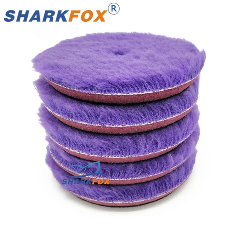 Sharkfox Tampone per lucidatura per auto Tamponi per lucidatura in lana Ceretta Lucidatura Disco Pulizia Strumento per la rimozione dei graffi 5/6 pollici Autoadesivo