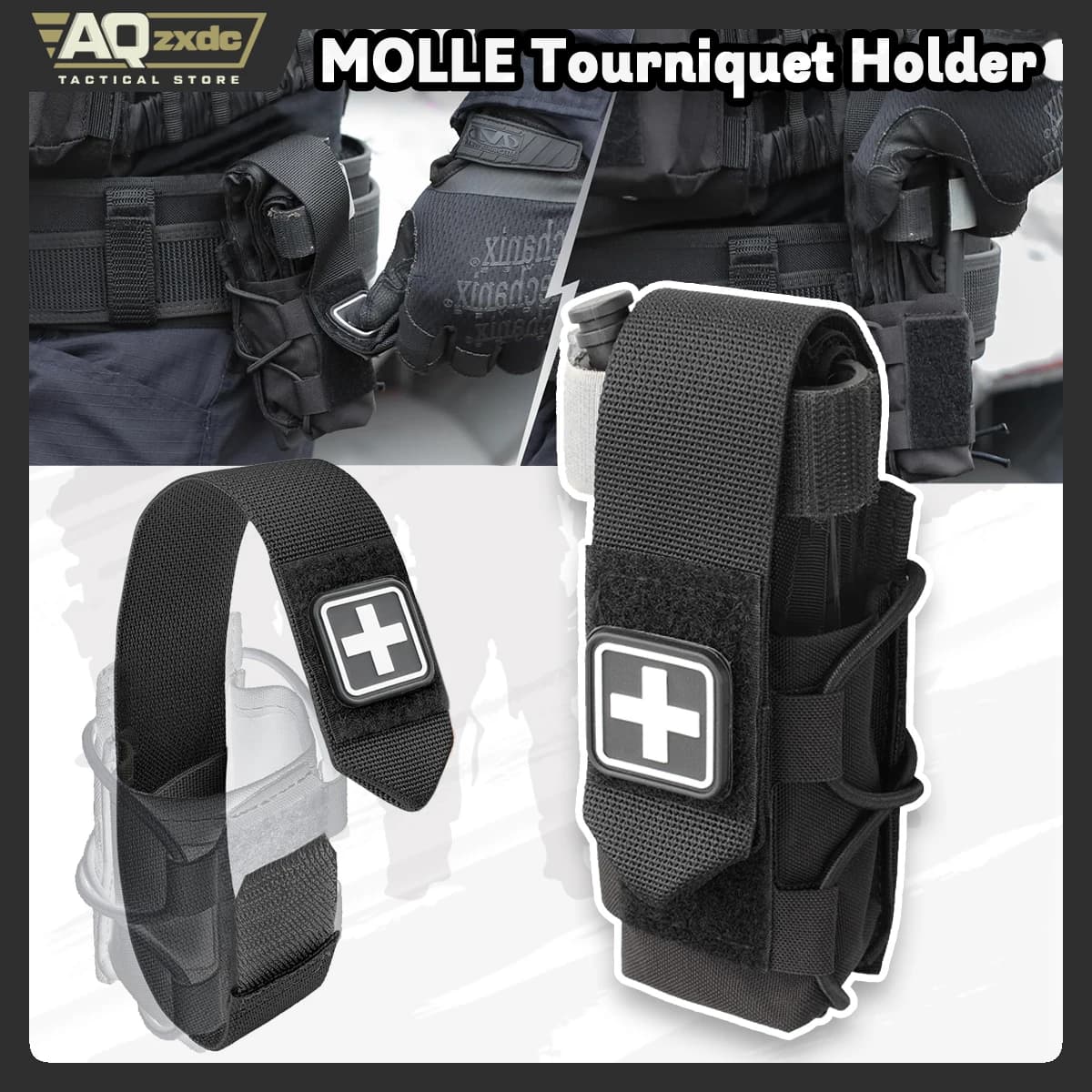 AQzxdc Supporto per laccio emostatico MOLLE, supporto IFAK TQ Kit di pronto soccorso per fondina tattica medica TQ, cerotto incrociato/cavo perunghia