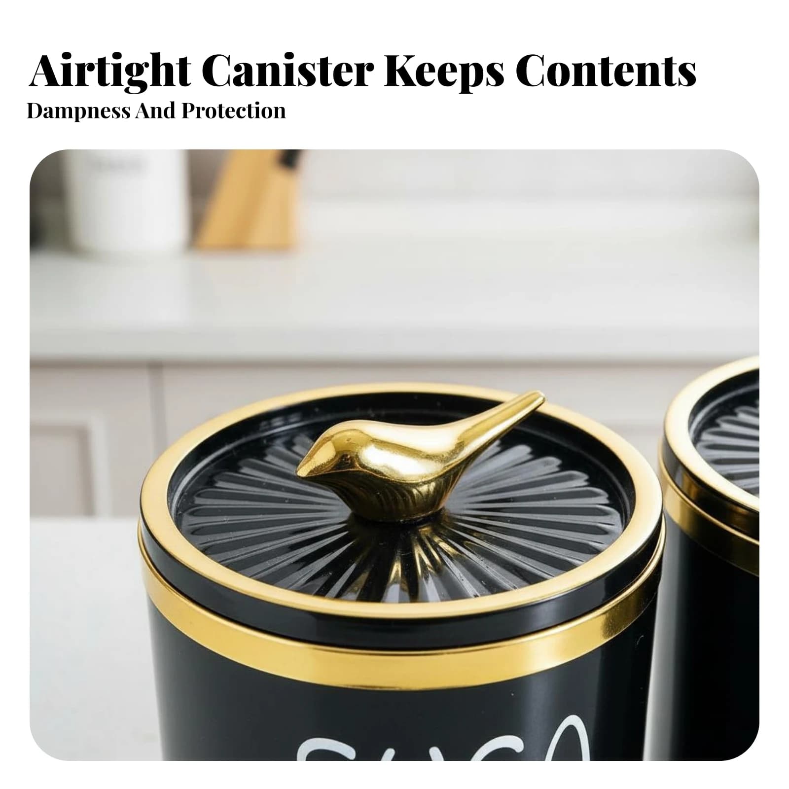 Airtight Food Container Moisture-Resistant Pantry Storage Container Coffee Tea Sweetener Canister Versatile Use Decorative