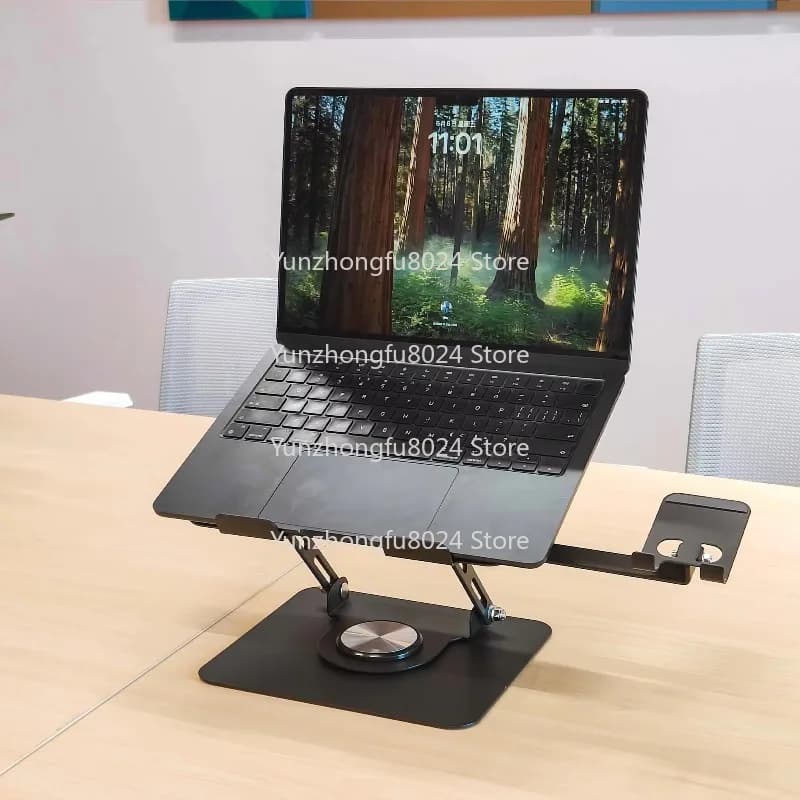 Nuovo supporto per laptop con supporto per telefono Supporto per laptop portatile ad altezza regolabile in acciaio al carbonio con porta USB