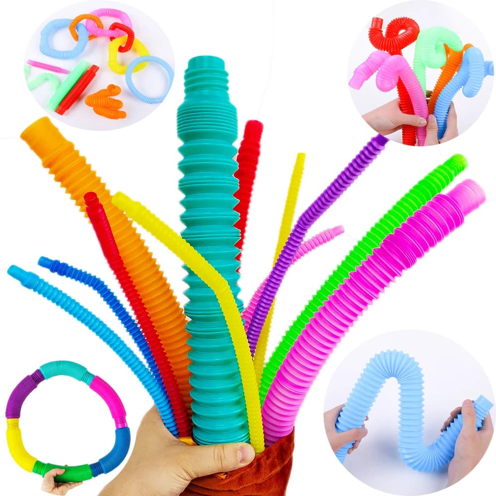 6/12/24PCS Tubi pop Colorati Giocattolo antistress Ansia Agitarsi Giocattoli sensoriali per bambini Adulti Bambini piccoli Giocattoli di apprendimento Tubo elasticizzato