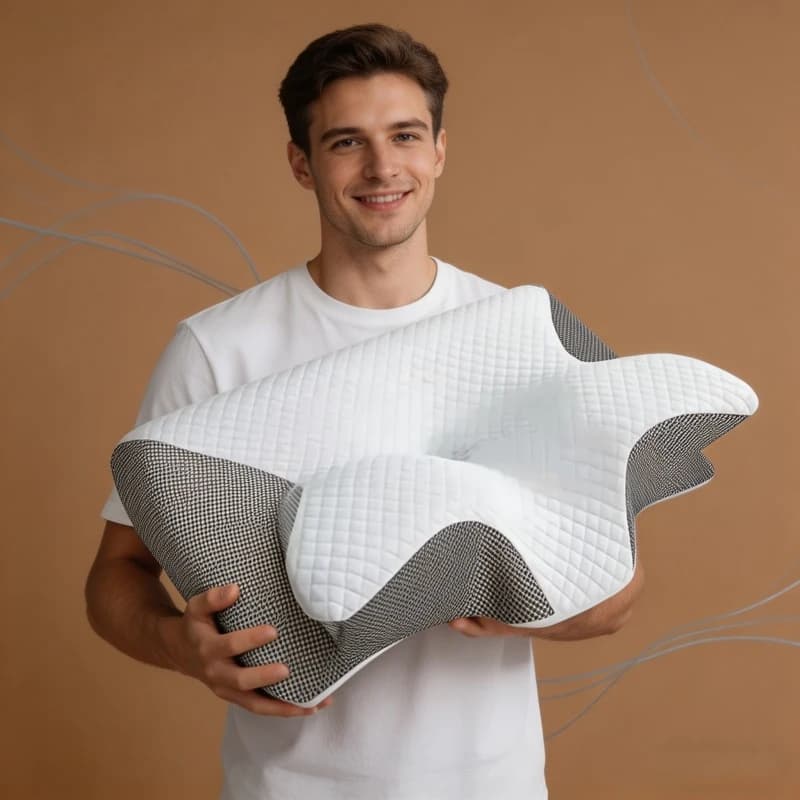 Cuscino Cervicale in Memory Foam a Forma di Farfalla per Casa e Ufficio, Supporto per il Sonno e Sollievo dal Dolore al Collo, Comfort per Chi Dorme sullo Stomaco