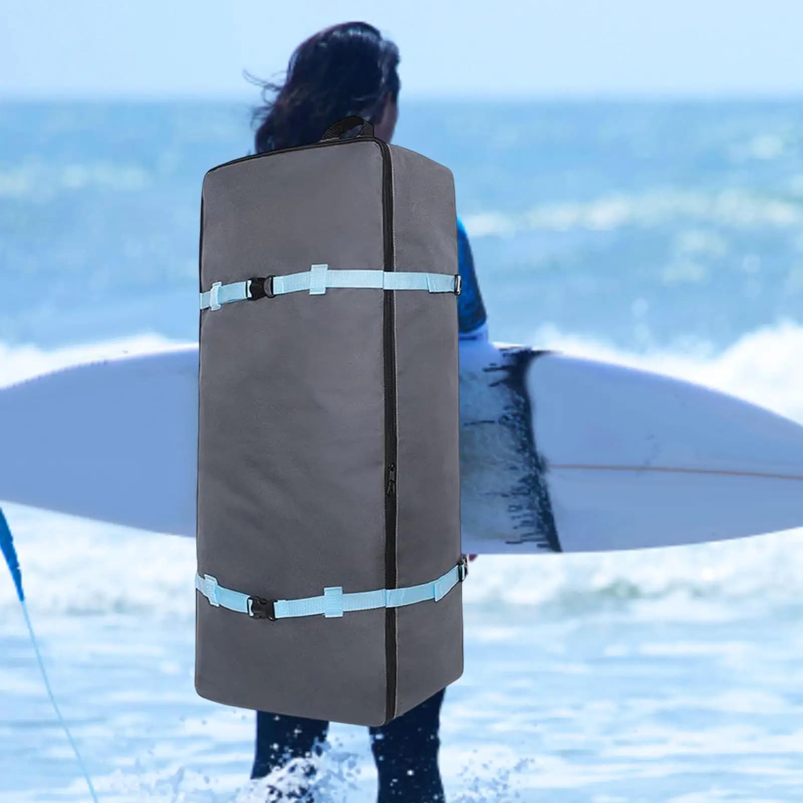 Zaino universale per paddleboard, borsa portaoggetti impermeabile in nylon con cerniera per paddle surf e canottaggio