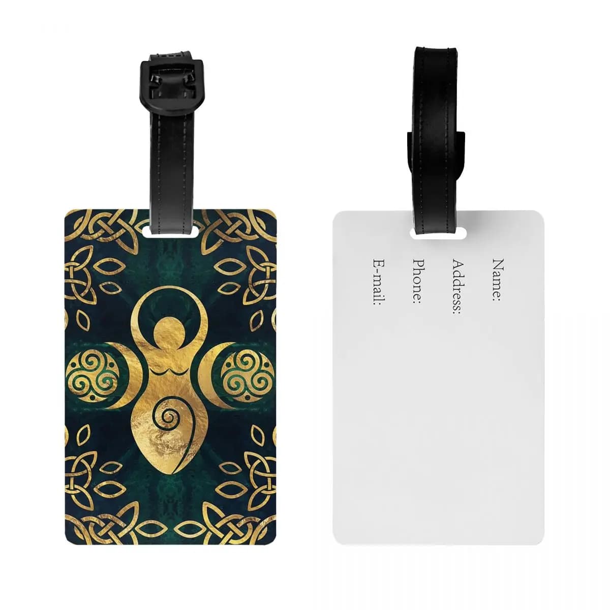 Etichette per Bagagli con Tripla Luna e Triskelion, Pentagramma Pagano Wiccan, Accessori per Valigie, Etichetta ID per Bagagli da Viaggio