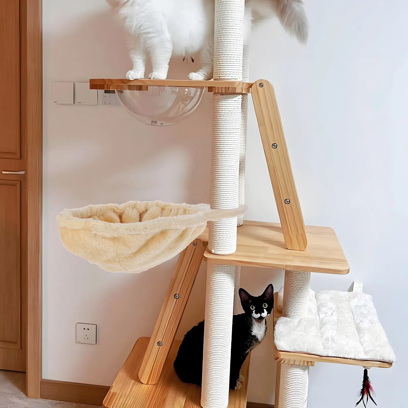 Cat Tree Hammock Soft Bed Hanging Basket Scratching Board Indoor Cat Furniture Climbing Frame Attachment Window Seat