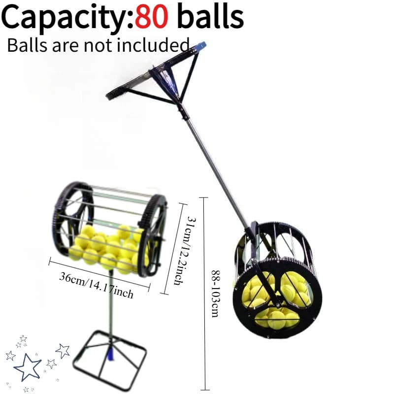 Raccoglitore di palline da tennis Carrello di raccolta per allenatore con telaio multi-palla Forniture per rete Tramoggia di raccolta automatica