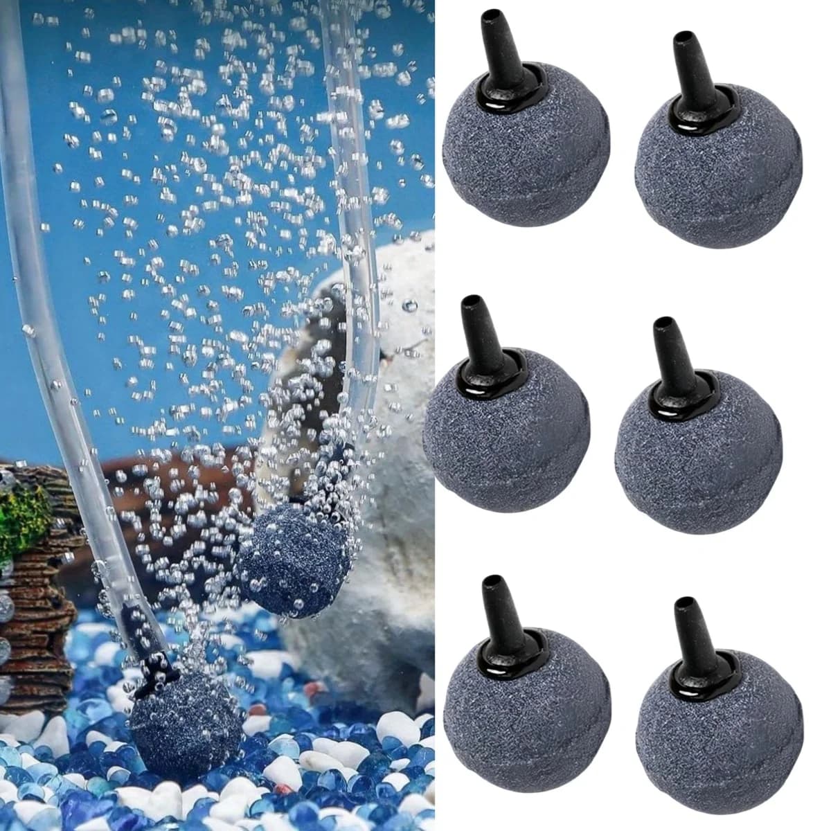 12-Piece Aquarium Aeration Air Diffuser Set (Air Stones/Bubble Stones) – Air Pump Accessories Suitable for Aquariums, Fish Tanks