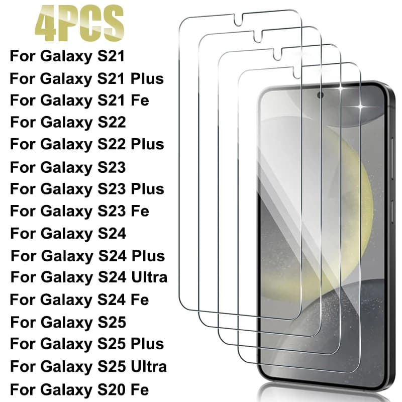 4 Pezzi di Vetro Protettivo per Samsung Galaxy S25 S24 Ultra S23 S22 Plus, Protezione Schermo per Samsung S24 S23 Fe S21 S20 Fe