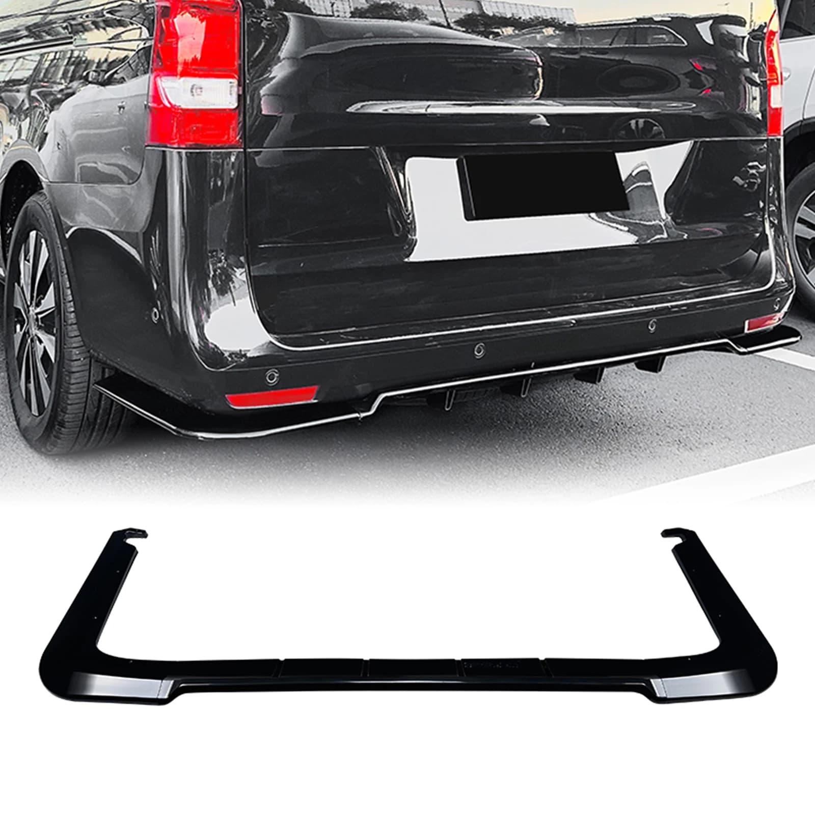 Carbon Fiber Look/Gloss Black Rear Bumper Diffuser Lip Tail Splitter Spoiler Bracket Protector For Mercedes Benz W447 2016-2023