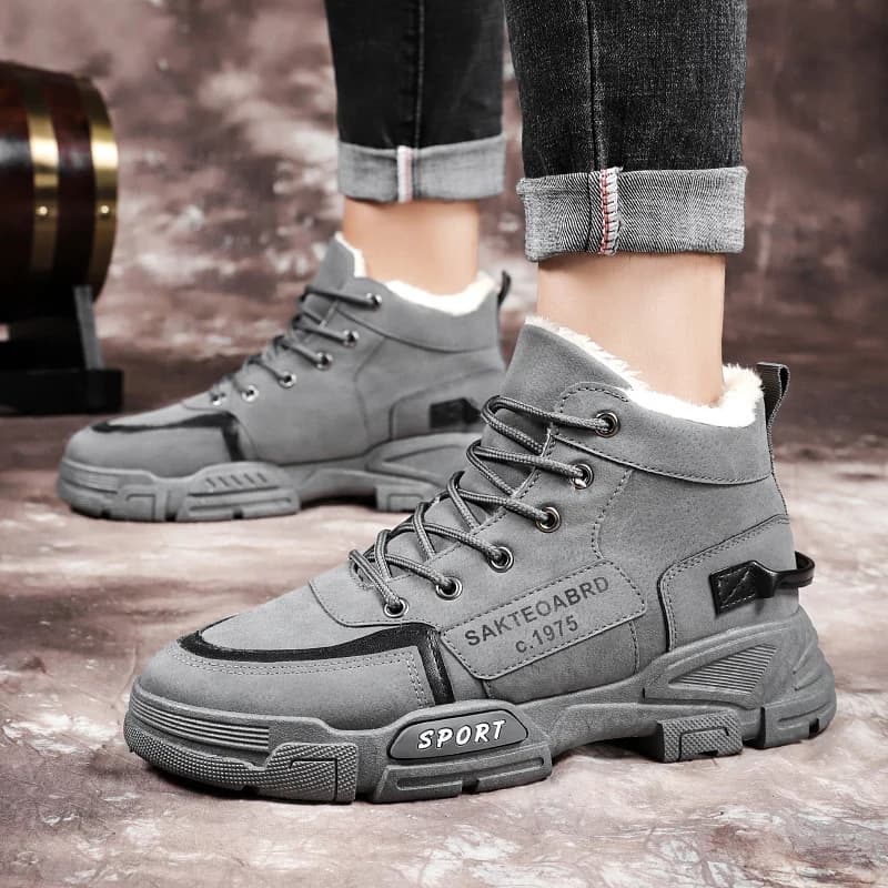 Outdoor Hiking Mountain Climbing Shoes Men's High-Top Shoes Casual Snow Boots Winter Warm Fleece Versatile Sports Footwear