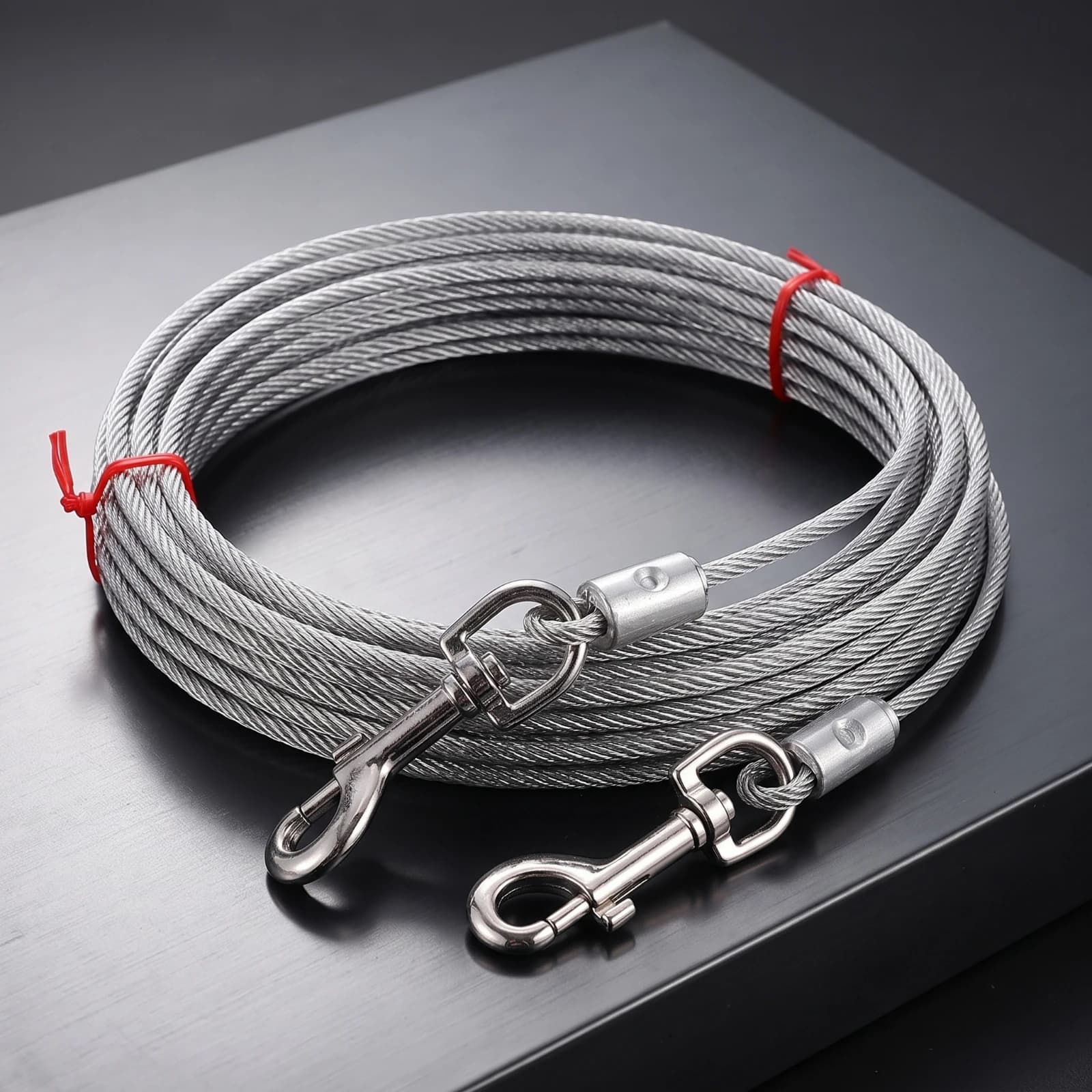 Dog Tie-out Clip Chrome-Plated Pet Tethering Clip Stake with Swivel Loop Long-Lasting Yard Leash Easy to Install for Campers