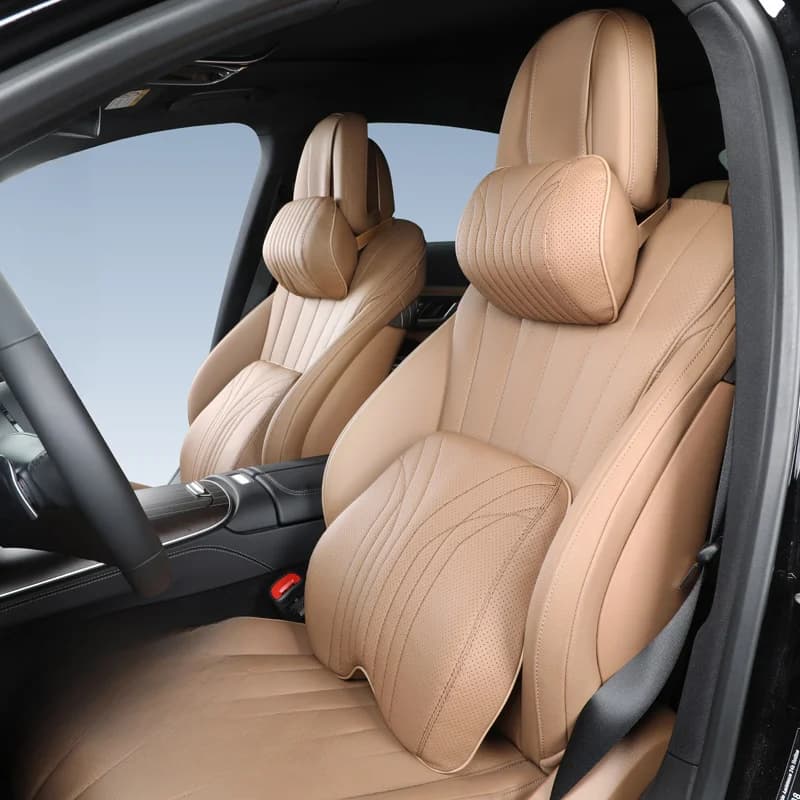 Cuscino per il collo dell'auto cuscino di supporto lombare per Mercedes Benz classe E 2024 W214 cuscino per seggiolino auto in pelle traspirante in Memory Foam