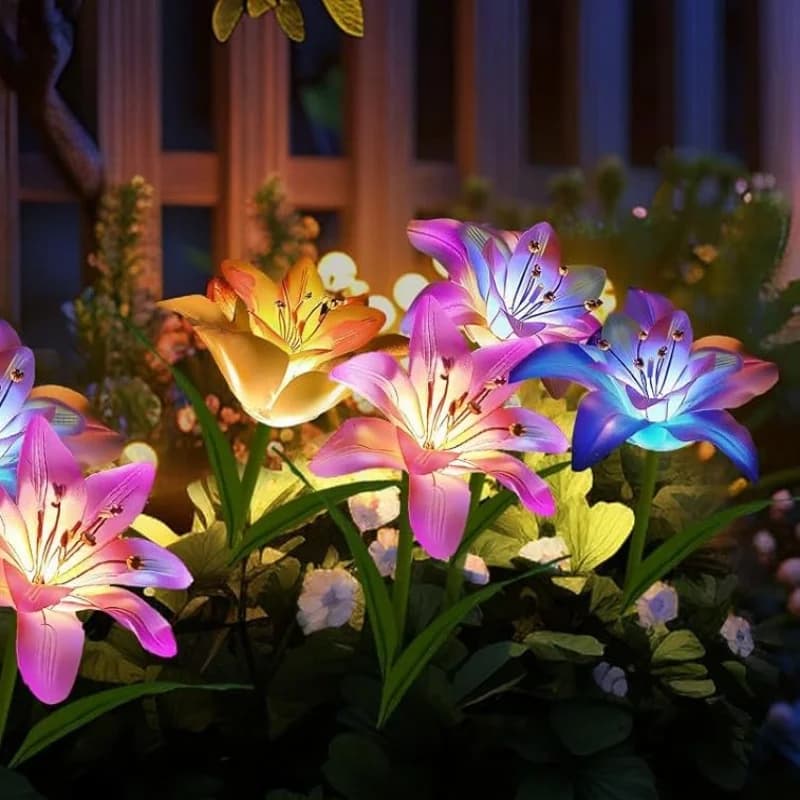 1 pz Luci Solari a 7 Teste a Forma di Orchidea, Luci Artificiali per Prato, Giardino, Cortile, Decorazioni Natalizie, Luci Solari a LED da Terra