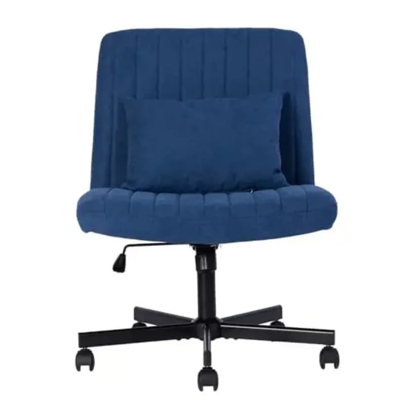 Sedia da ufficio con gambe incrociate con ruote Sedile ergonomico in lino grigio Cuscino in memory foam Sedia da meditazione con base in legno