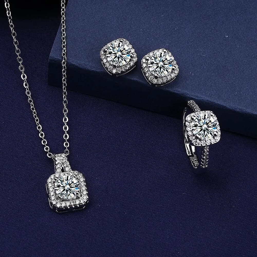 Luxury 1 Piece Cubic Jewelry Set, Elegant Necklace Set, Earrings and Women's Rings, Perfect Gift for Valentine's Day, Christmas Gift, Bi