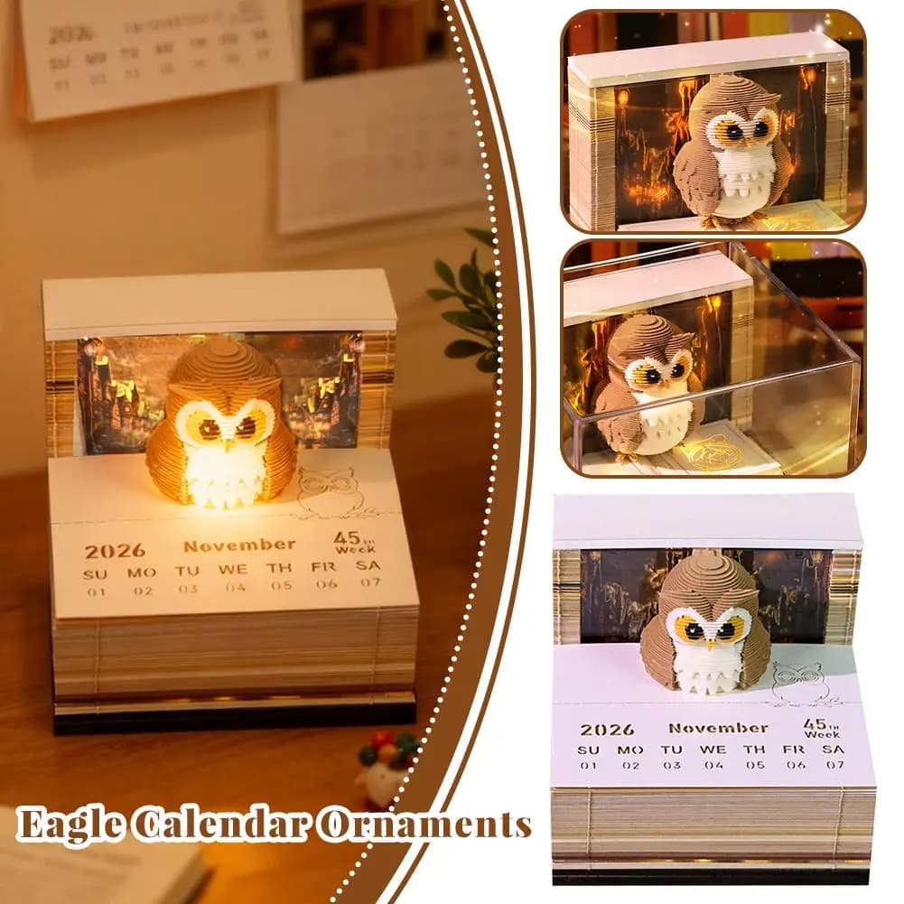 Quaderno adesivo con ornamenti del calendario dell'aquila con calendario scultura in carta regalo creativo a forma di rosa strappabile e illuminato