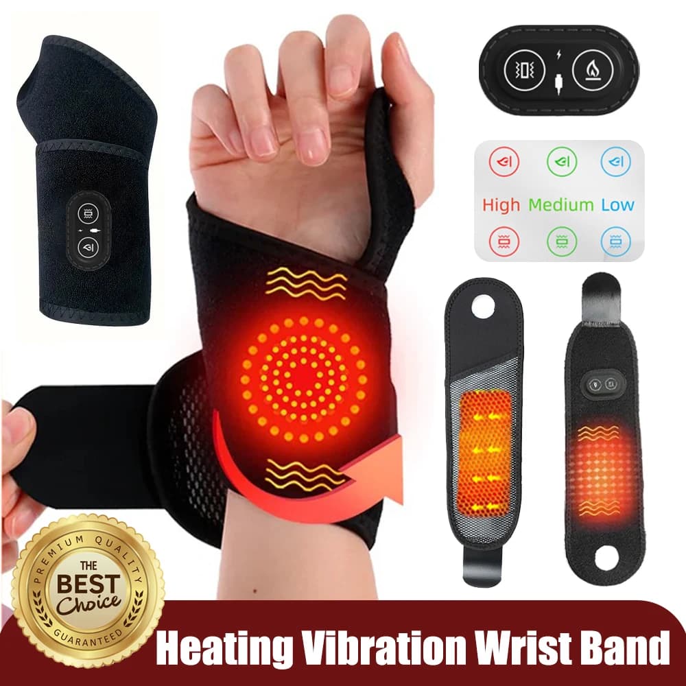 Riscaldamento elettrico Vibrazione del polso Pad Tre marce Impacco caldo Scaldino USB Massaggiatore Supporto per il polso Pad Sollievo Tendinite Relax Brace