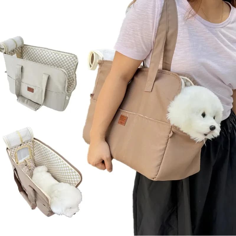 Set 4 Pezzi Borsa a Tracolla per Animali Domestici, Borsa Messenger Traspirante Portatile per Animali, Borsa a Tracolla per Gatti e Cuccioli da Viaggio, Mani Libere