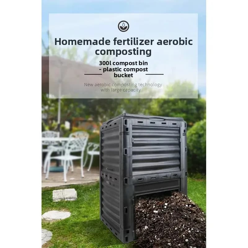 Aerobic Compost Bin for Garden - Organic Fertilizer Fermenter & Yard Waste Collection Barrel for Kitchen Scraps