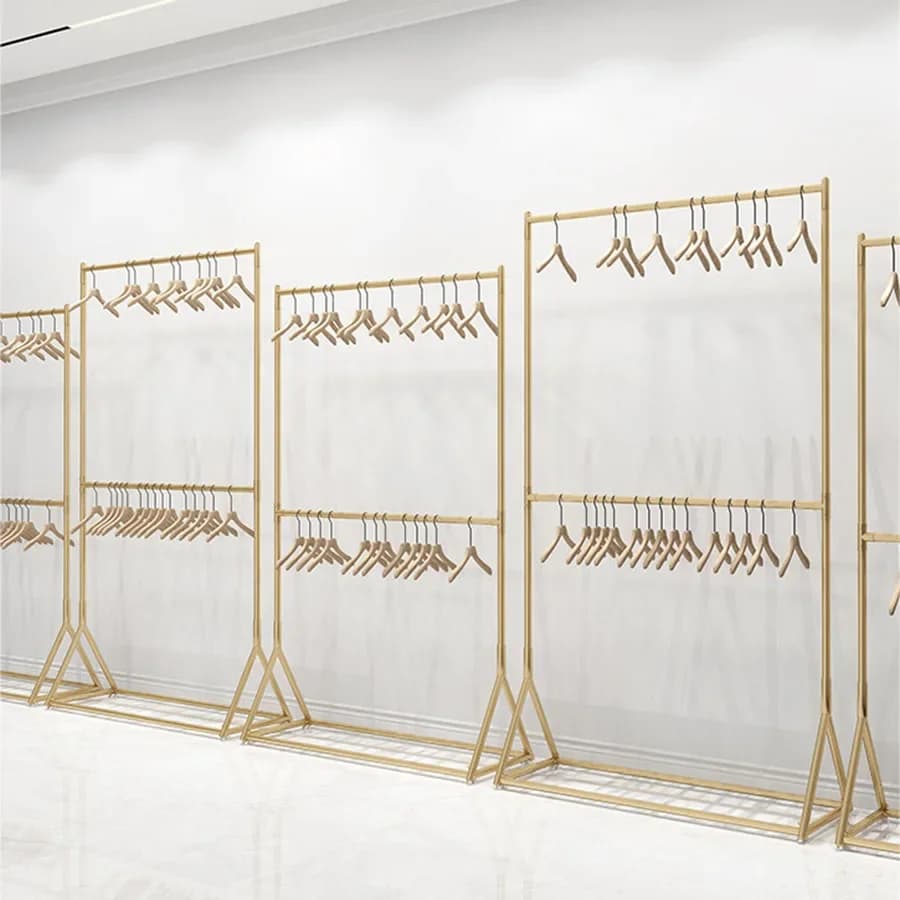 Two-level hanger, elegant, adjustable in height, to dry and decorate, anti-slip, golden, for interiors
