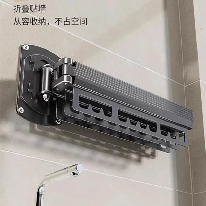 Punch‑Free Folding Clothes Drying Rack, Wall‑Mounted Retractable Invisible Clothes Hanger for Home Balcony Laundry Drying