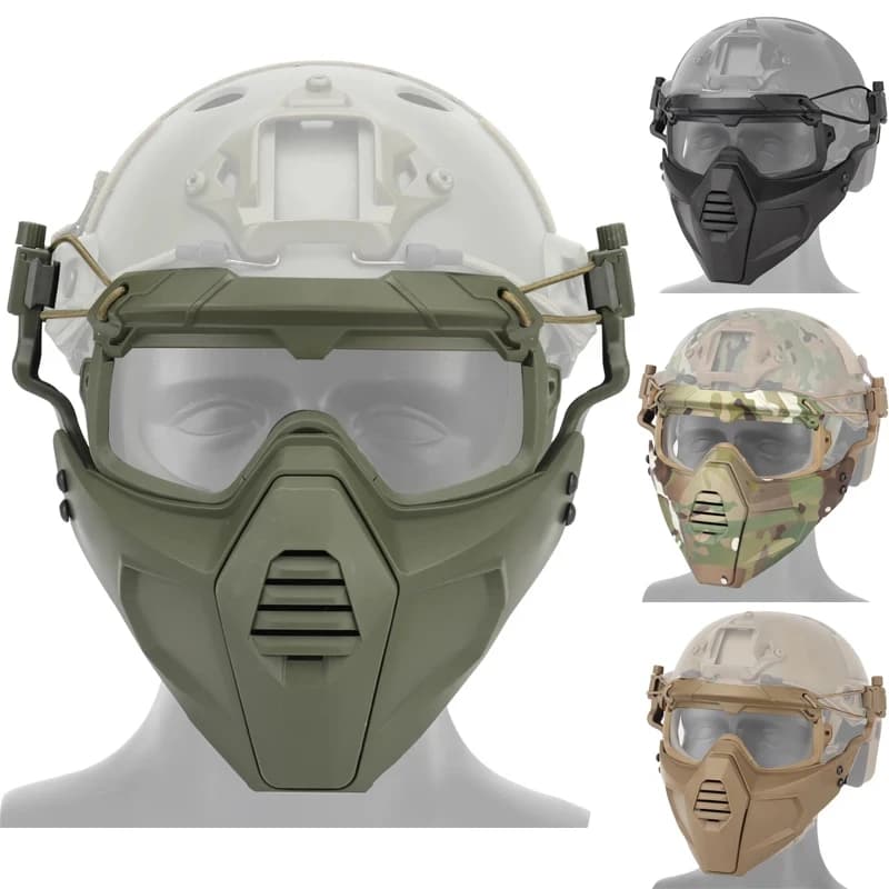 Maschera di Halloween per cosplay Maschere tattiche traspiranti a mezza faccia Maschere protettive per il viso da caccia Airsoft con connettore per casco
