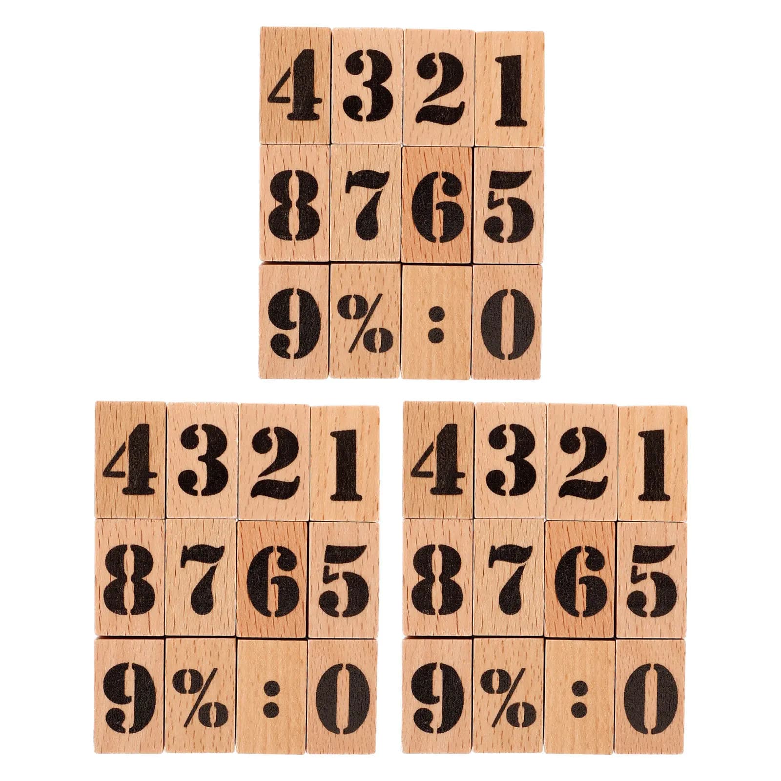 36Pcs Square Wooden Number Craft Stamps for Journaling Scrapbooking DIY Handmade Number Stamp Set Vintage Stamp Markers