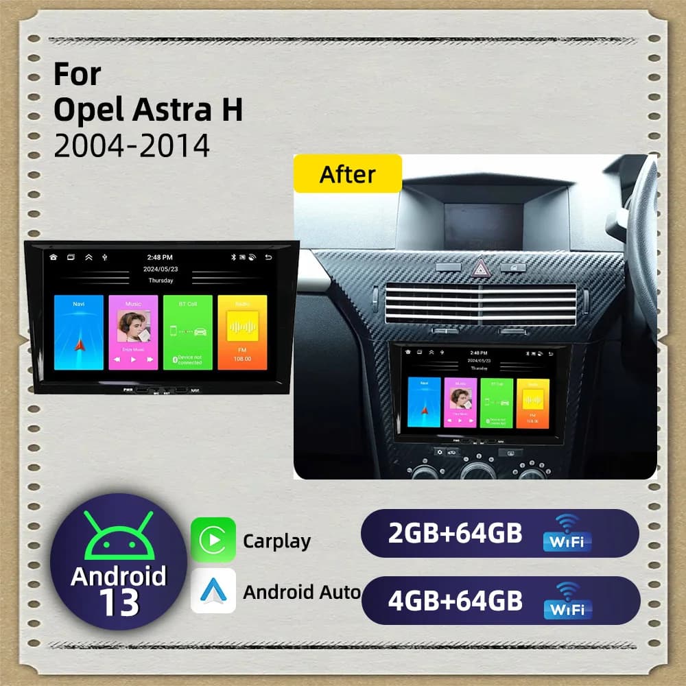 Autoradio 2 Din per Opel Astra H 2004-2014 Carplay Android Radio GPS WIFI Auto Multimedia 8" Schermo Stereo