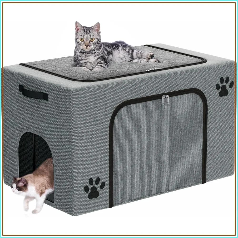 Cat Litter Box Enclosure with Cat Bed, Hidden Litter Tray for Living Room, Bedroom, Corner, Large Pee Shield