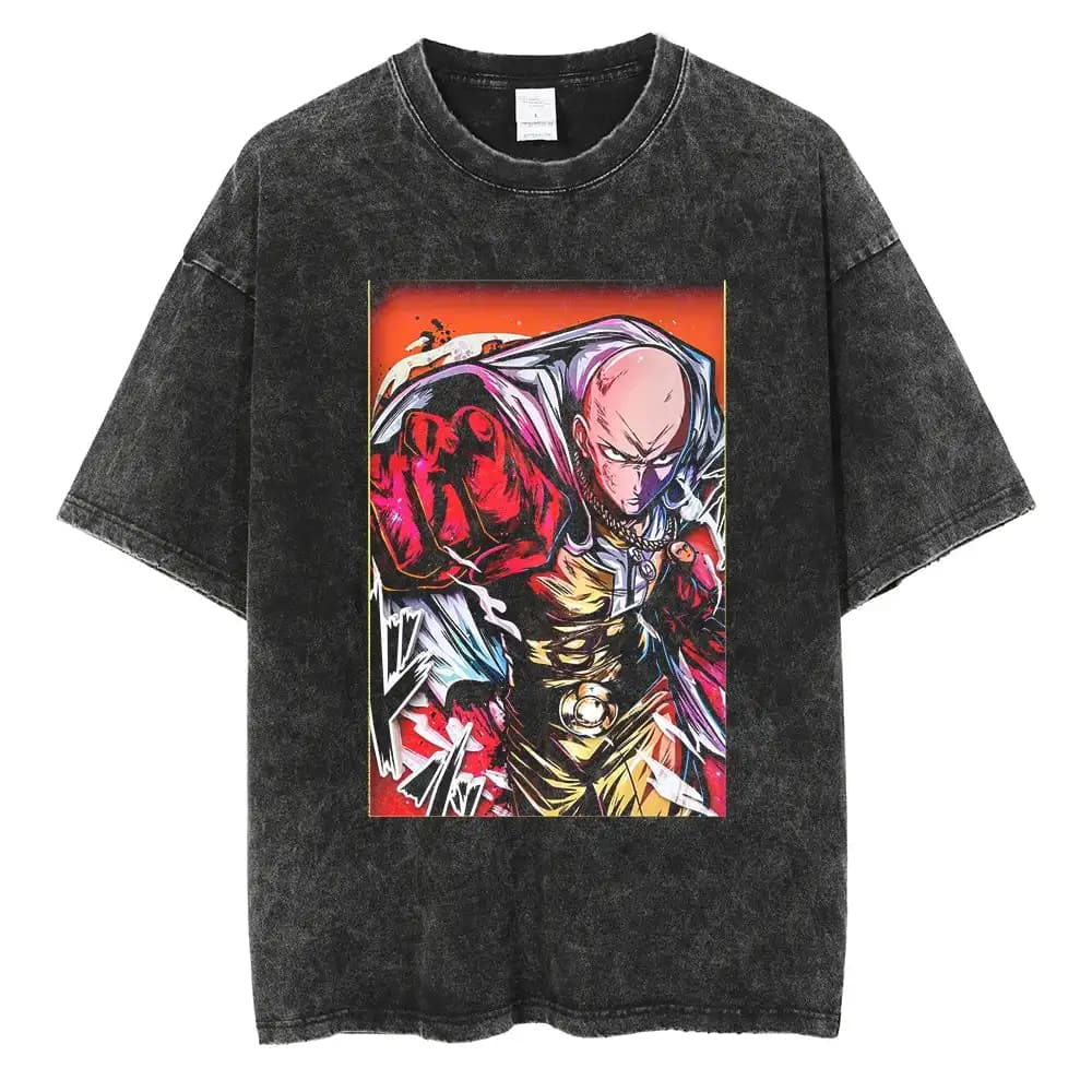 T-shirt vintage One Punch Man Hero Association con illustrazione di design, stile street Harajuku, nuova collezione estate 2026