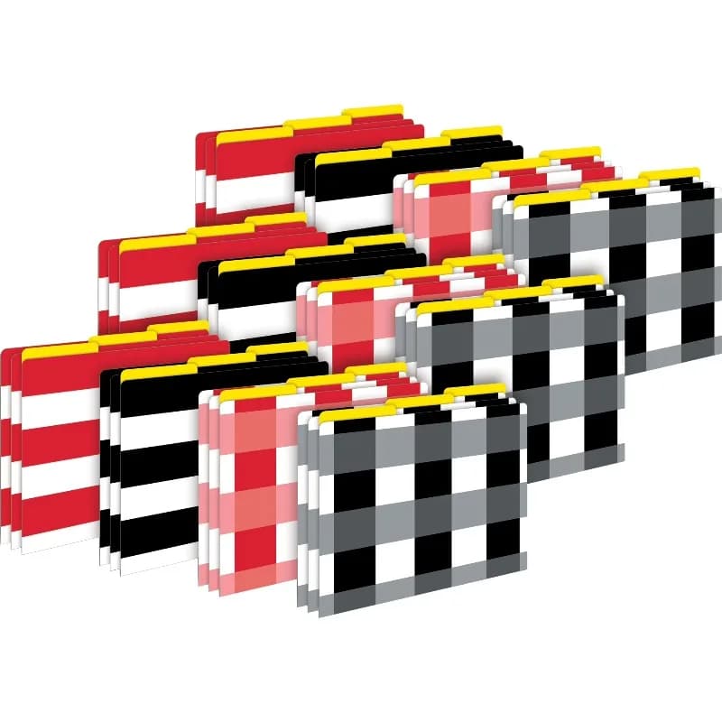 Cartelle portadocumenti formato Letter con motivo Buffalo Plaid e righe larghe • Set multi-design — 36 pezzi/set
