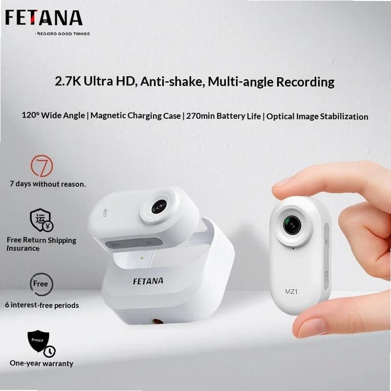 Videocamera Portatile da Petto per Vlog, Action Cam Tascabile con Sensore di Movimento