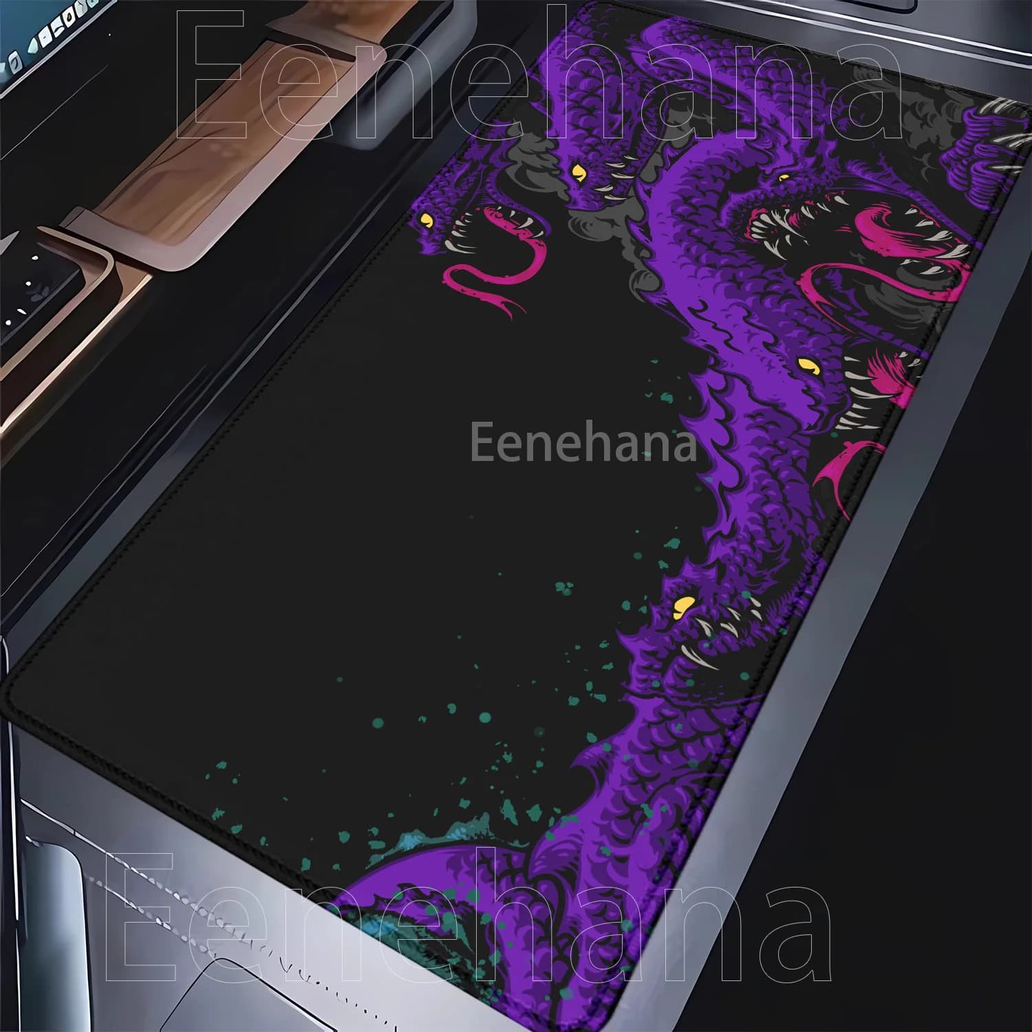 Tappetino per mouse Snake Monster, antiscivolo, stampa HD, per PC, gaming, ufficio, accessori, tappetino per mouse, computer, overlock, 400x900mm, XXL, tappetino da scrivania