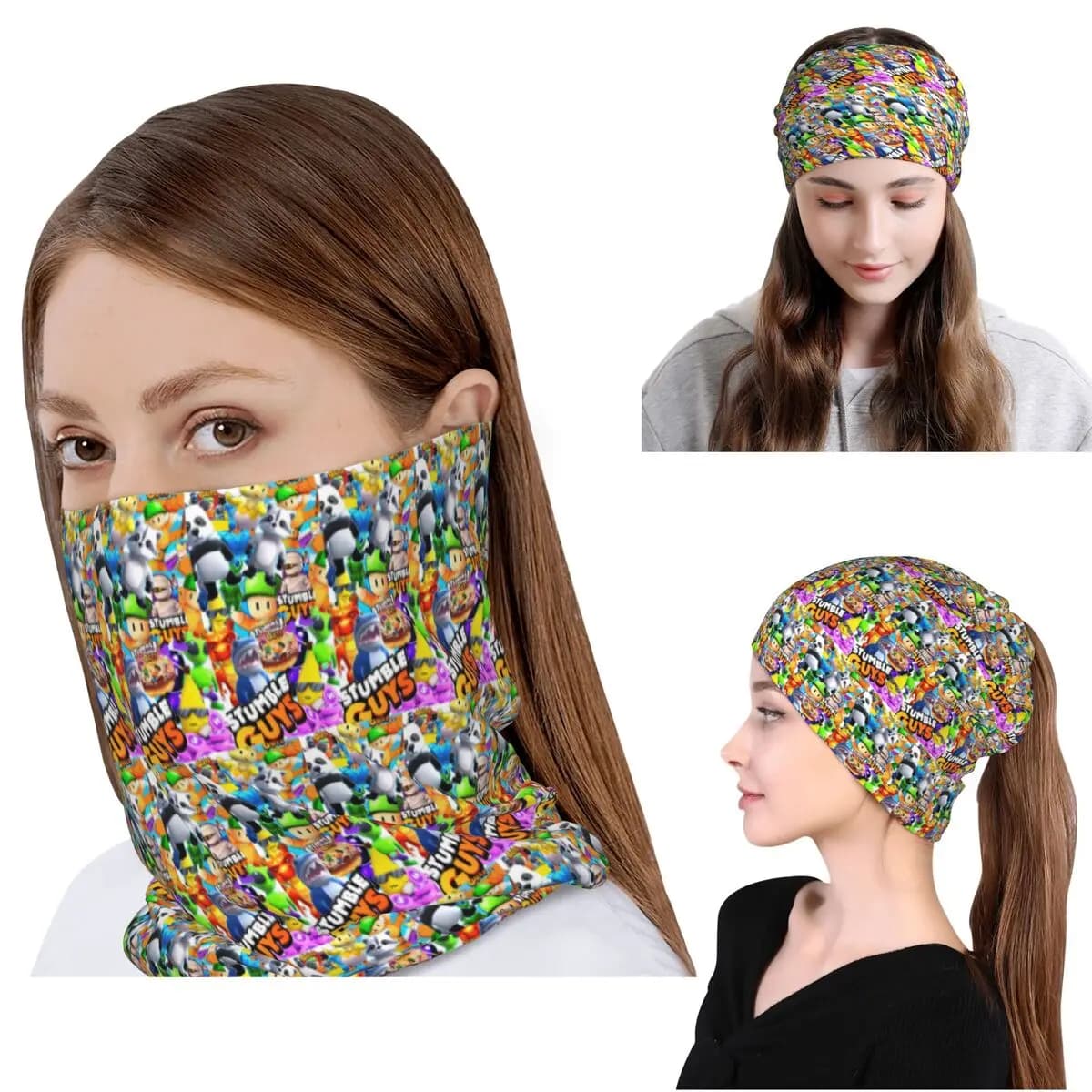 My Con Cho Con's Stumble Guy Collage Bandana Scaldacollo Sciarpa Magica Fascia per la Testa Multifunzione Berretto Cappello Unisex Adulto Lavabile