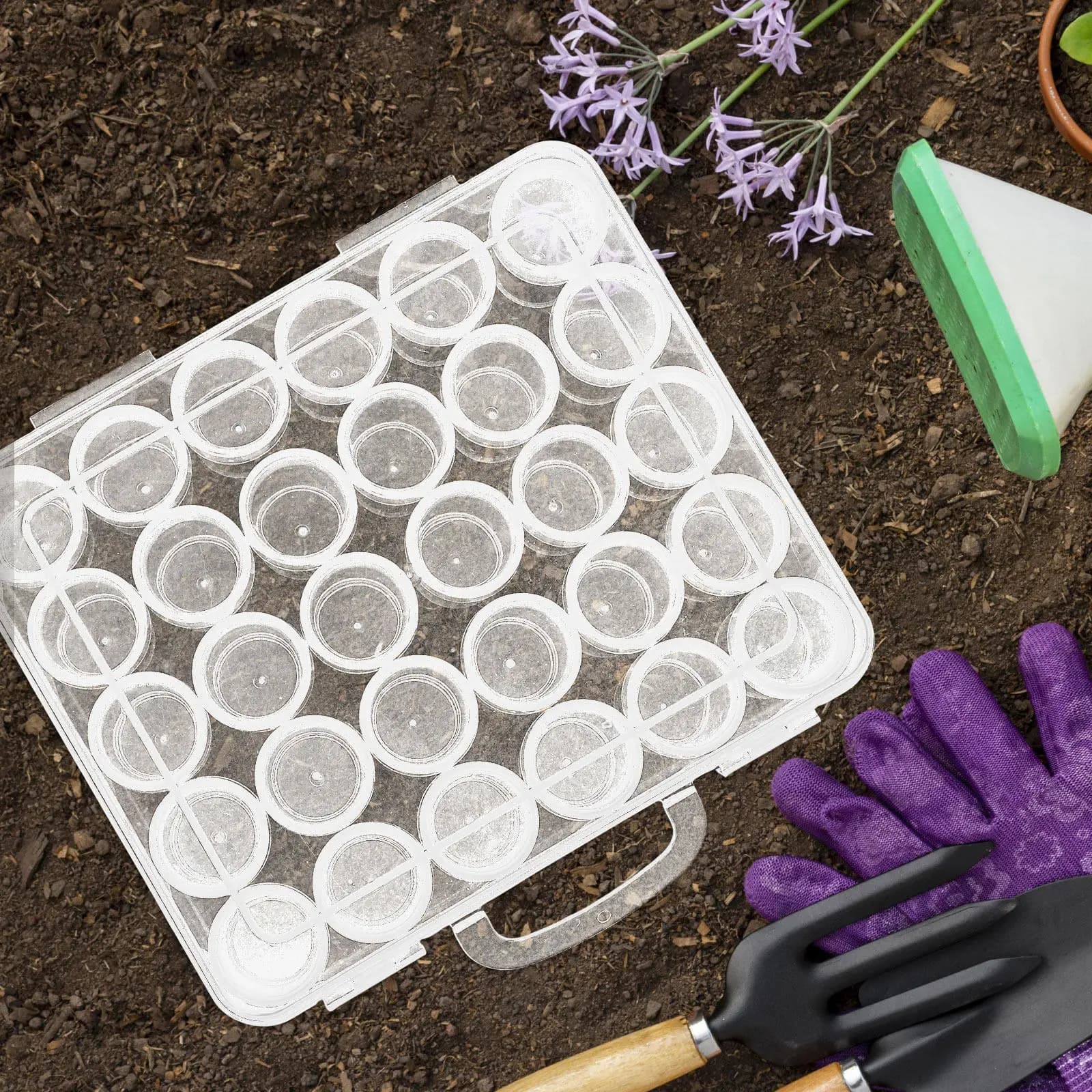 Contenitore Organizzatore per Semi in Plastica, per Semi di Fiori e Verdure, Trasparente, Portatile, Leggero, Accessori da Giardino, Robusto in PP PS