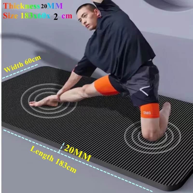 Tappetino da yoga antiscivolo da 20 mm Tappetino da fitness sportivo spesso 183 × 60 cm Tappetino da yoga in schiuma comfort per esercizi di yoga e pilates Tappetino da ginnastica